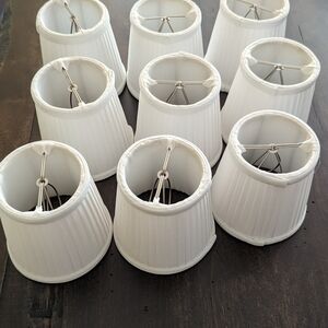 Set of 9 White Pleated Silk Lamp Shades - Chandelier